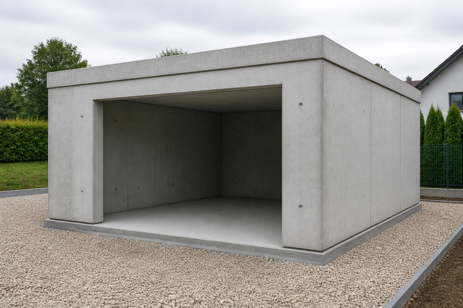 Illustrative Darstellung zum Ratgeberthema Betongarage: Eigenschaften, Planung und Montage