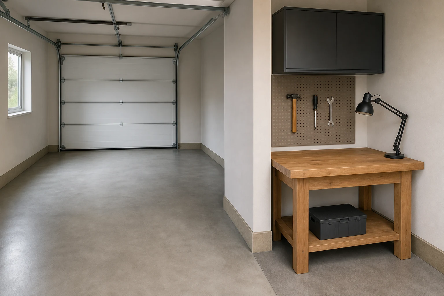 Illustrative Darstellung zum Ratgeberthema Garage als Werkstatt nutzen: Raum, Licht und Sicherheit planen